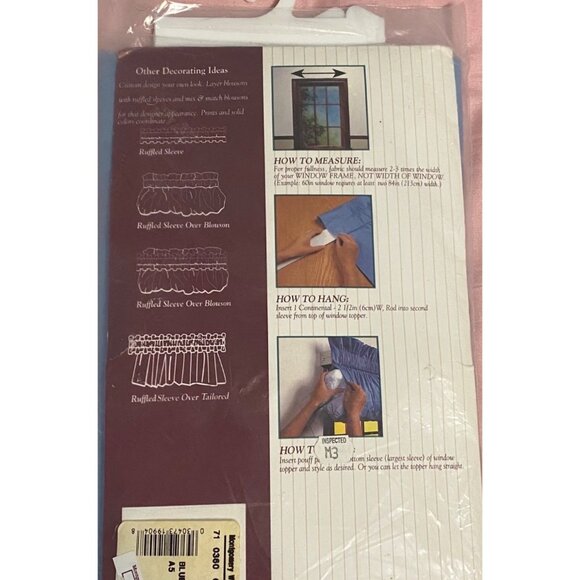 Vtg Grand Manor Blue Blouson Valance 84" W x 15" L Solid Cotton Blend Retro NOS - Picture 5 of 10